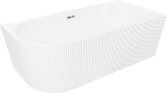Mexen Silo free-standing corner right ribbed bathtub 170 x 80 cm, white, chrome overflow - 52891708000P-01