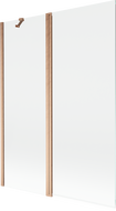 Mexen Mist shower screen 2-wing 130 x 150 cm, transparent, brushed copper - 8A9-130-011-65-00