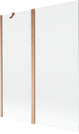 Mexen Mist 2-panel shower screen 140 x 150 cm, transparent, brushed copper - 8A9-140-011-65-00