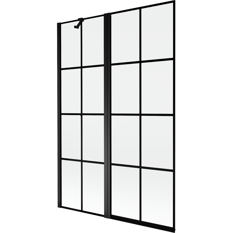 Mexen Mist 2-Panel Shower Screen Left 120 x 150 cm, Black Grid, Black - 8A9-120-011-70-77-L
