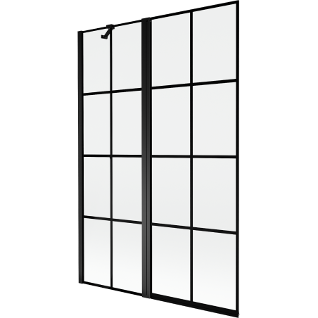 Mexen Mist 2-Panel Shower Screen Left 120 x 150 cm, Black Grid, Black - 8A9-120-011-70-77-L