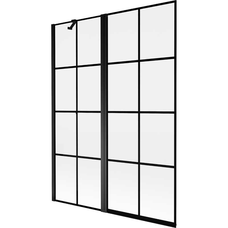 Mexen Mist 2-wing shower screen left 130 x 150 cm, black grid, black - 8A9-130-011-70-77-L
