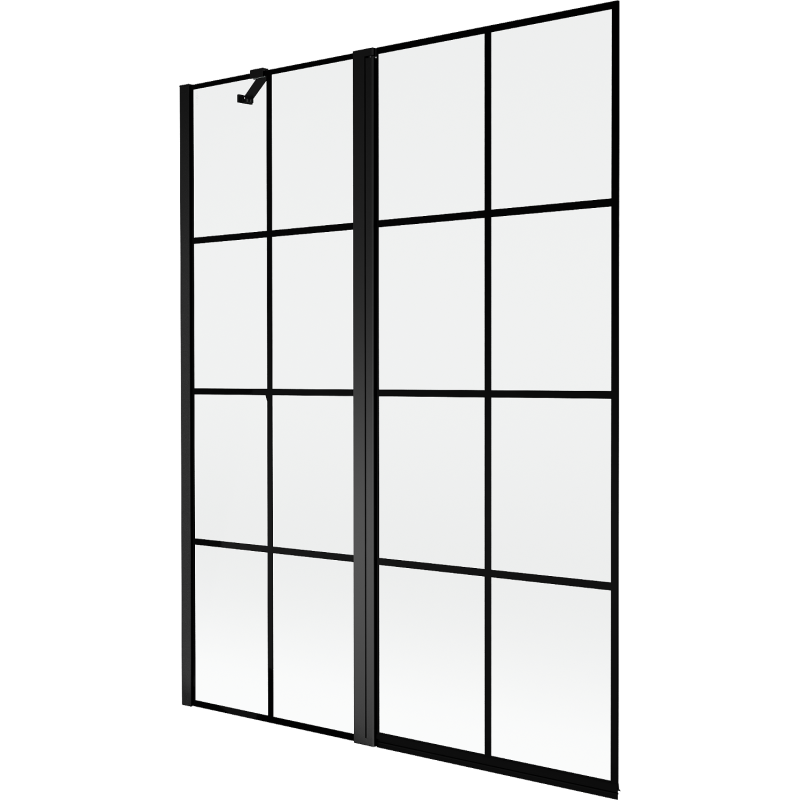 Mexen Mist two-wing left shower screen 130 x 150 cm, black grid, black - 8A9-130-011-70-77-L