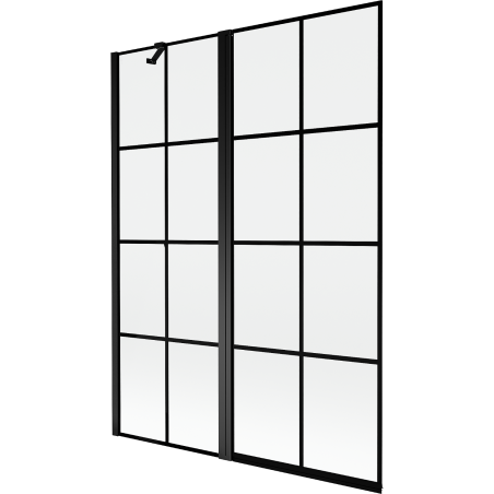 Mexen Mist 2-wing shower screen left 130 x 150 cm, black grid, black - 8A9-130-011-70-77-L