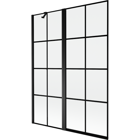 Mexen Mist two-wing left shower screen 130 x 150 cm, black grid, black - 8A9-130-011-70-77-L