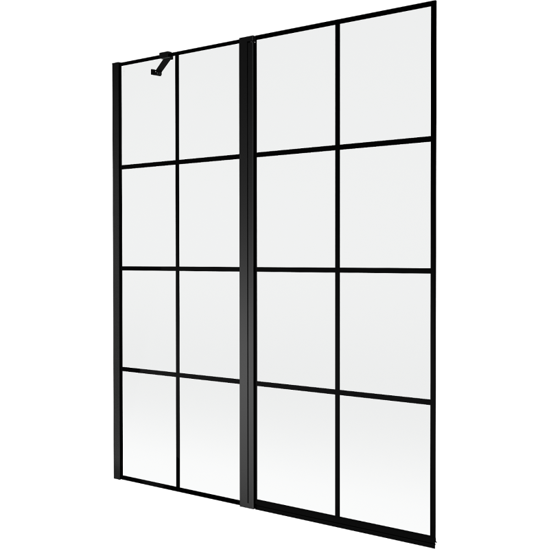 Mexen Mist bath screen 2-wing left 140 x 150 cm, black grid, black - 8A9-140-011-70-77-L