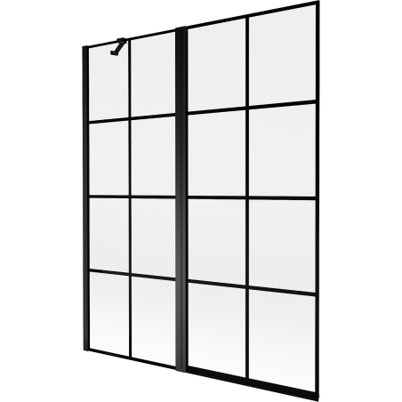 Mexen Mist bath screen 2-wing left 140 x 150 cm, black grid, black - 8A9-140-011-70-77-L