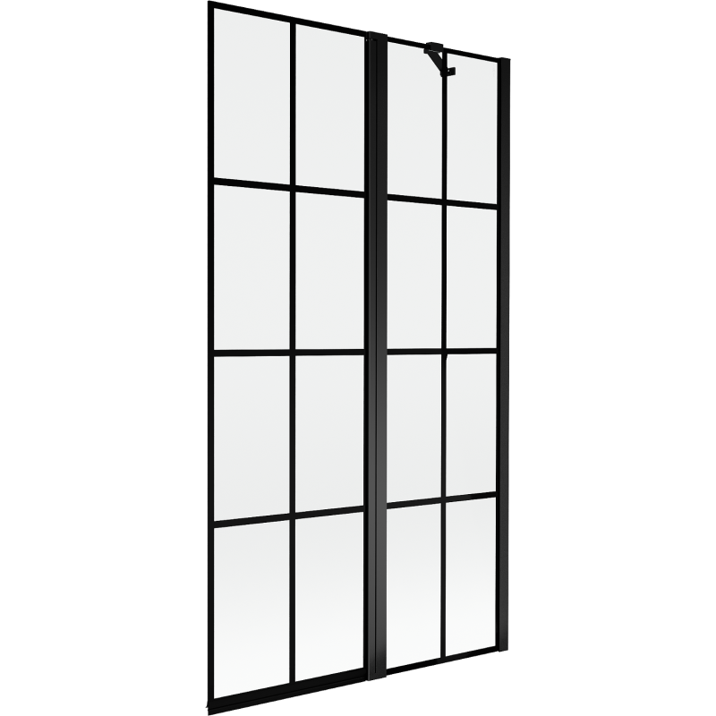 Mexen Mist 2-Wing Shower Screen Right 100 x 150 cm, Black Grid, Black - 8A9-100-011-70-77-P