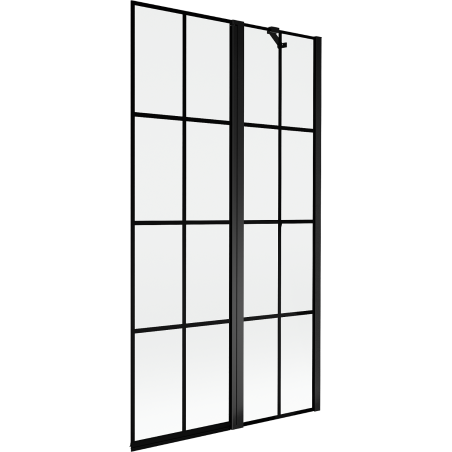 Mexen Mist 2-Wing Shower Screen Right 100 x 150 cm, Black Grid, Black - 8A9-100-011-70-77-P
