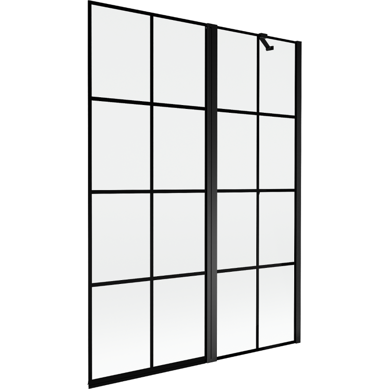 Mexen Mist 2-wing Right Shower Screen 130 x 150 cm, Black Grid, Black - 8A9-130-011-70-77-P