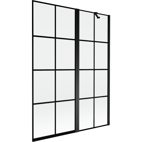 Mexen Mist 2-wing Right Shower Screen 130 x 150 cm, Black Grid, Black - 8A9-130-011-70-77-P
