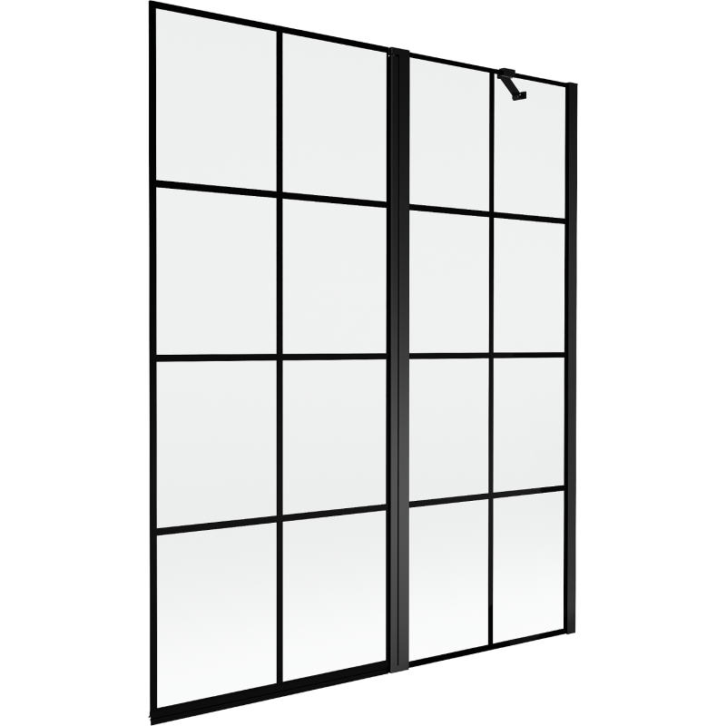 Mexen Mist 2-door shower screen right 140 x 150 cm, black grid, black - 8A9-140-011-70-77-P