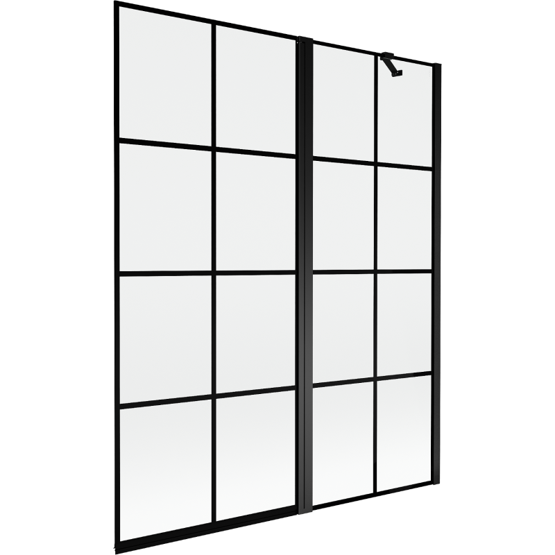 Mexen Mist 2-panel shower screen right 140 x 150 cm, black grid, black - 8A9-140-011-70-77-P