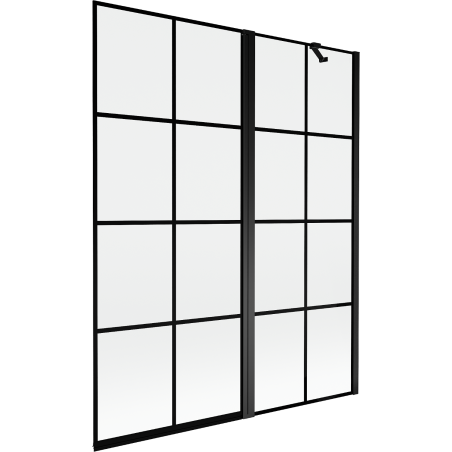 Mexen Mist 2-door shower screen right 140 x 150 cm, black grid, black - 8A9-140-011-70-77-P