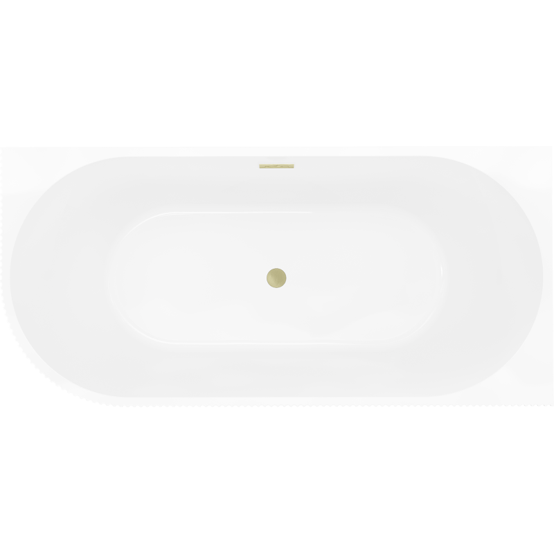 Mexen Silo free-standing corner right ribbed bath 170 x 80 cm, white, brushed gold overflow - 52891708000P-55