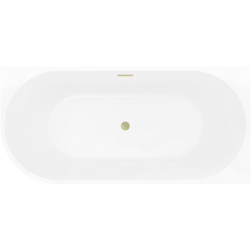 Mexen Silo freestanding corner bathtub right ribbed 170 x 80 cm, white, brushed gold overflow - 52891708000P-55