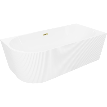 Mexen Silo free-standing corner right ribbed bath 170 x 80 cm, white, brushed gold overflow - 52891708000P-55