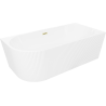 Mexen Silo freestanding corner right ribbed bathtub 170 x 80 cm, white, brushed gold overflow - 52891708000P-55