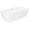 Mexen Silo free-standing corner bathtub right ribbed 170 x 80 cm, white, brushed copper overflow - 52891708000P-65