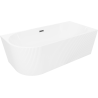 Mexen Silo freestanding corner right fluted bathtub 170 x 80 cm, white, overflow brushed gun gray - 52891708000P-66