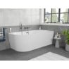 Mexen Silo freestanding corner right fluted bathtub 170 x 80 cm, white, overflow brushed gun gray - 52891708000P-66