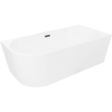 Mexen Silo freestanding corner bathtub right fluted 170 x 80 cm, white, black overflow - 52891708000P-70