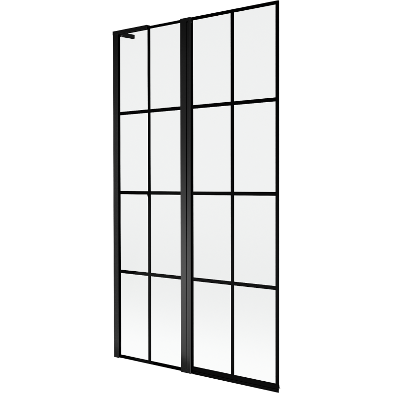 Mexen Mist L 2-panel left bath screen 100 x 150 cm, black grid, black - 8A9L-100-011-70-77-L
