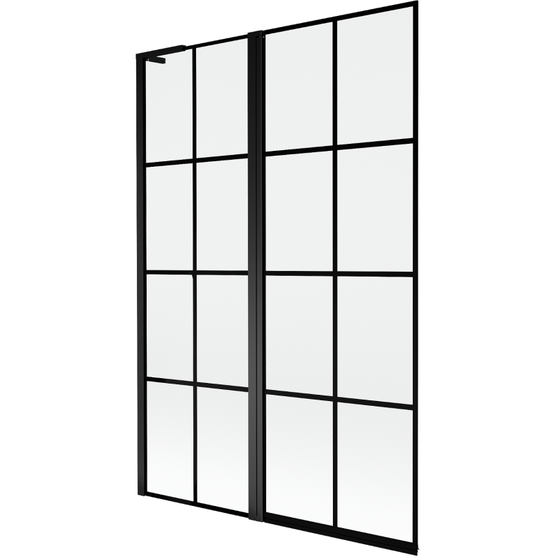 Mexen Mist L 2-panel left bath screen 120 x 150 cm, black grid, black - 8A9L-120-011-70-77-L