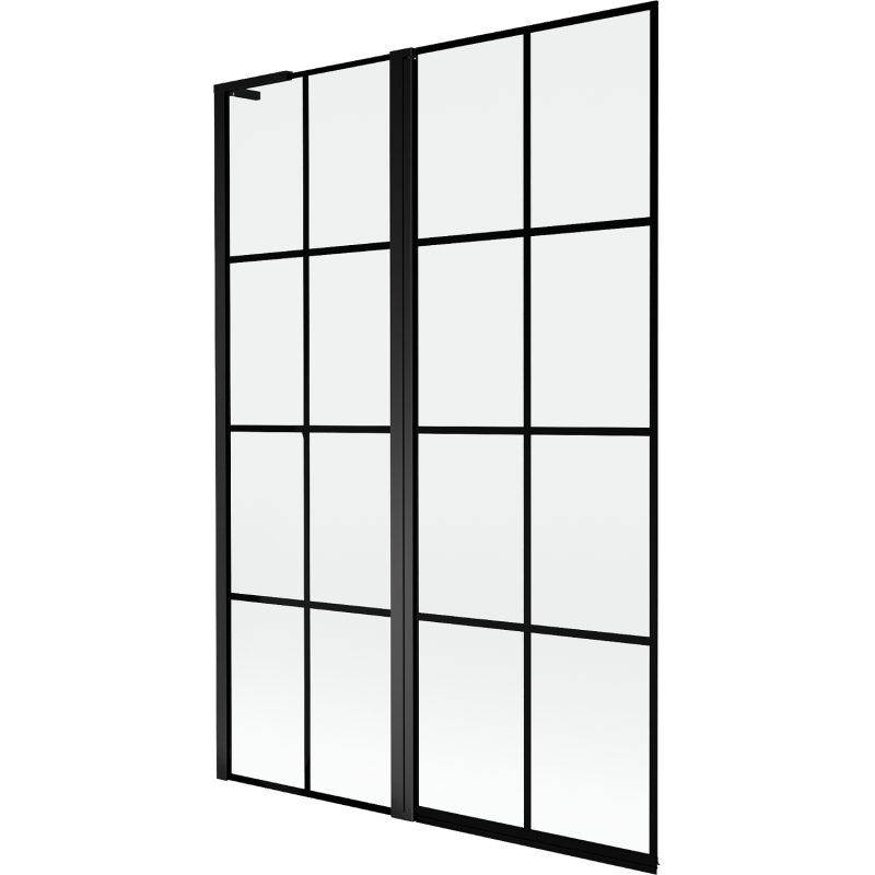 Mexen Mist L 2-wing left bathtub screen 120 x 150 cm, black grid, black - 8A9L-120-011-70-77-L