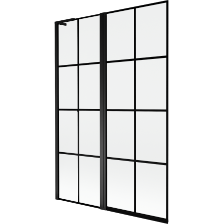 Mexen Mist L 2-panel left bath screen 120 x 150 cm, black grid, black - 8A9L-120-011-70-77-L