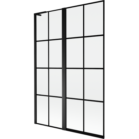 Mexen Mist L 2-wing left bathtub screen 120 x 150 cm, black grid, black - 8A9L-120-011-70-77-L
