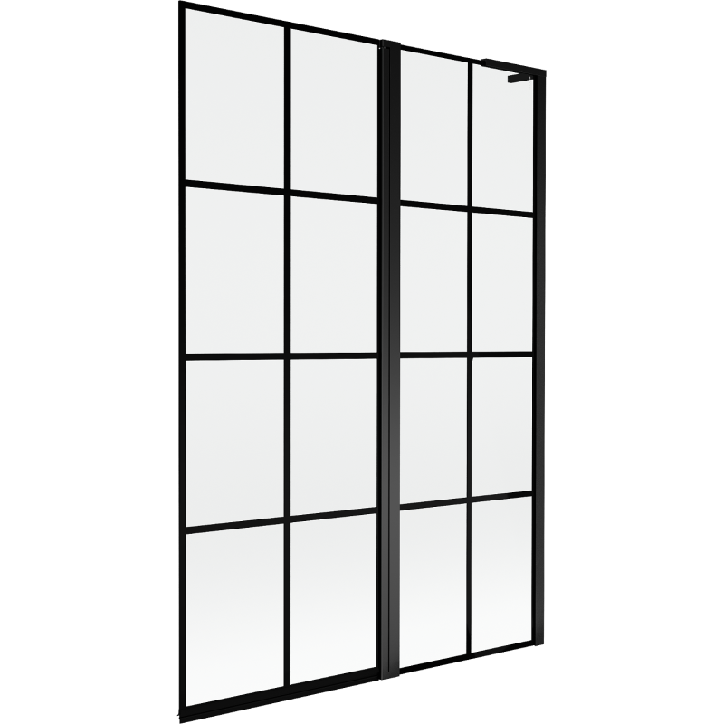 Mexen Mist L bathtub screen 2-wing right 120 x 150 cm, black grid, black - 8A9L-120-011-70-77-P