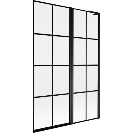Mexen Mist L 2-wing bath screen right 120 x 150 cm, black grid, black - 8A9L-120-011-70-77-P