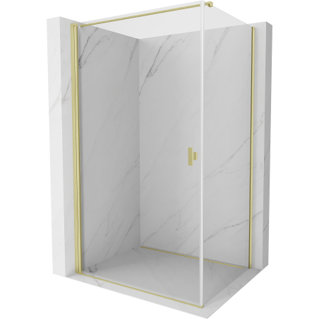 Mexen Mist-B hinged shower enclosure 90 x 70 cm, transparent, brushed gold - 8A2T-090-070-55-00
