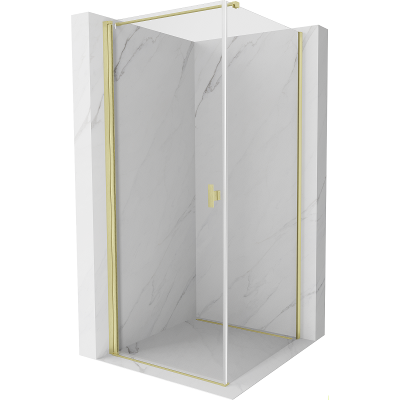 Mexen Mist-B Hinged Shower Enclosure 80 x 80 cm, Transparent, Brushed Gold - 8A2T-080-080-55-00