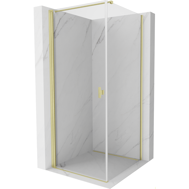 Mexen Mist-B 85cm Hinged Shower Enclosure, Transparent, Brushed Gold - 8A2T-085-085-55-00