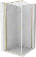 Mexen Mist-B hinged shower enclosure 90 x 90 cm, transparent, brushed gold - 8A2T-090-090-55-00