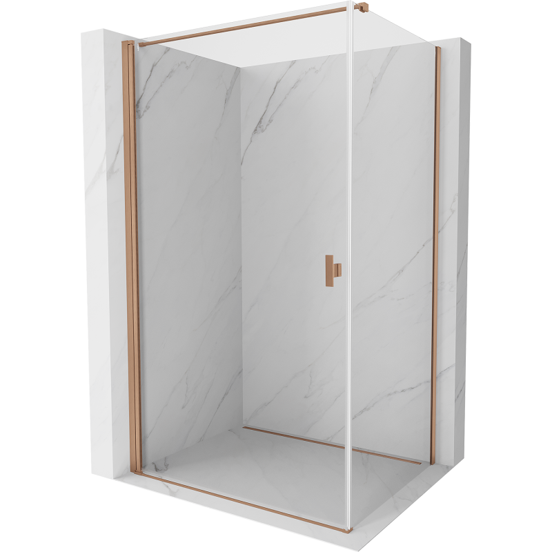 Mexen Mist-B Hinged Shower Enclosure 90 x 75 cm, Transparent, Brushed Copper - 8A2T-090-075-65-00