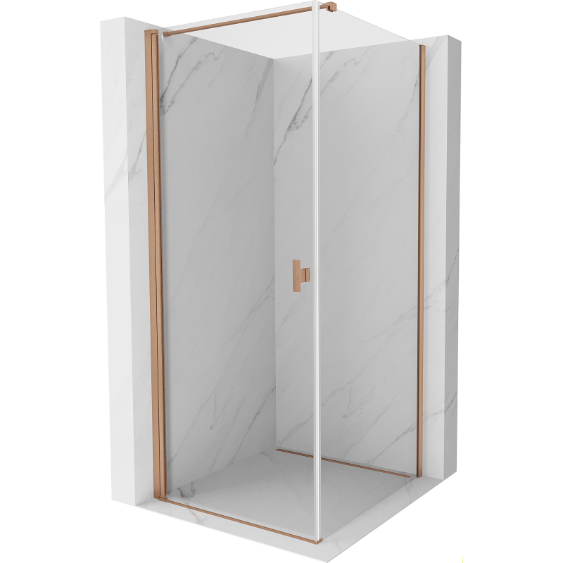 Mexen Mist-B hinged shower enclosure 100 x 100 cm, transparent, brushed copper - 8A2T-100-100-65-00