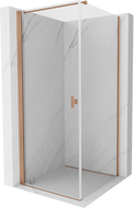 Mexen Mist-B hinged shower enclosure 100 x 100 cm, transparent, brushed copper - 8A2T-100-100-65-00