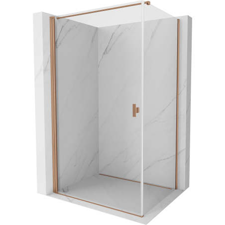 Mexen Mist-B 80 x 120 cm Hinged Shower Enclosure, Transparent, Brushed Copper - 8A2T-080-120-65-00