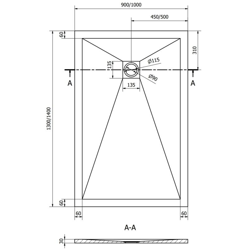 Mexen Stone+ rectangular composite shower tray 130 x 90 cm, white - 44109013
