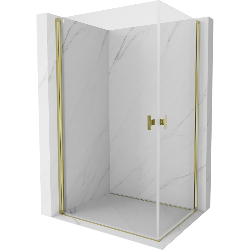 Mexen Mist-B Duo 80 x 75 cm Hinged Shower Cabin, Transparent, Gold - 8A2-080-075-50-00
