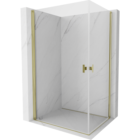 Mexen Mist-B Duo Hinged Shower Enclosure 85 x 75 cm, Transparent, Gold - 8A2-085-075-50-00