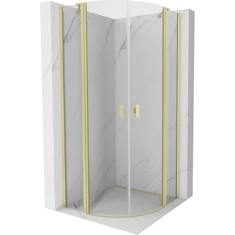 Mexen Mist semi-circular shower enclosure, hinged 80 x 80 cm, transparent, brushed gold - 8A32-080-080-55-00