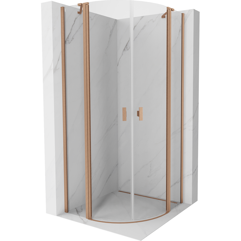 Mexen Mist semi-circular hinged shower cabin 80 x 80 cm, transparent, brushed copper - 8A32-080-080-65-00