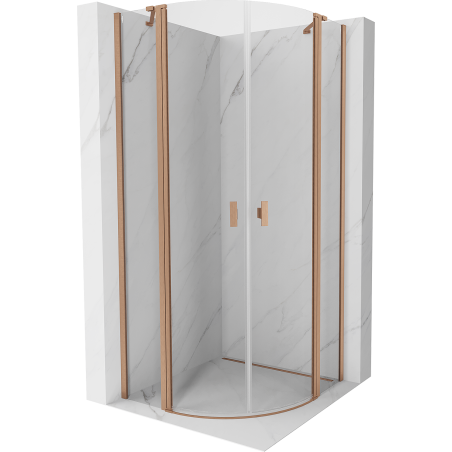 Mexen Mist semicircular shower enclosure hinged 80 x 80 cm, transparent, brushed copper - 8A32-080-080-65-00