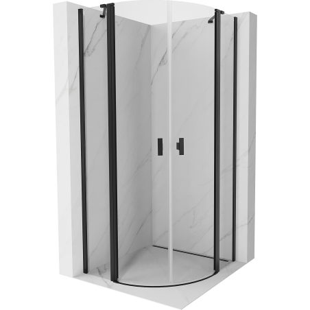 Mexen Mist semi-circular shower enclosure, hinged 90 x 90 cm, transparent, black - 8A32-090-090-70-00