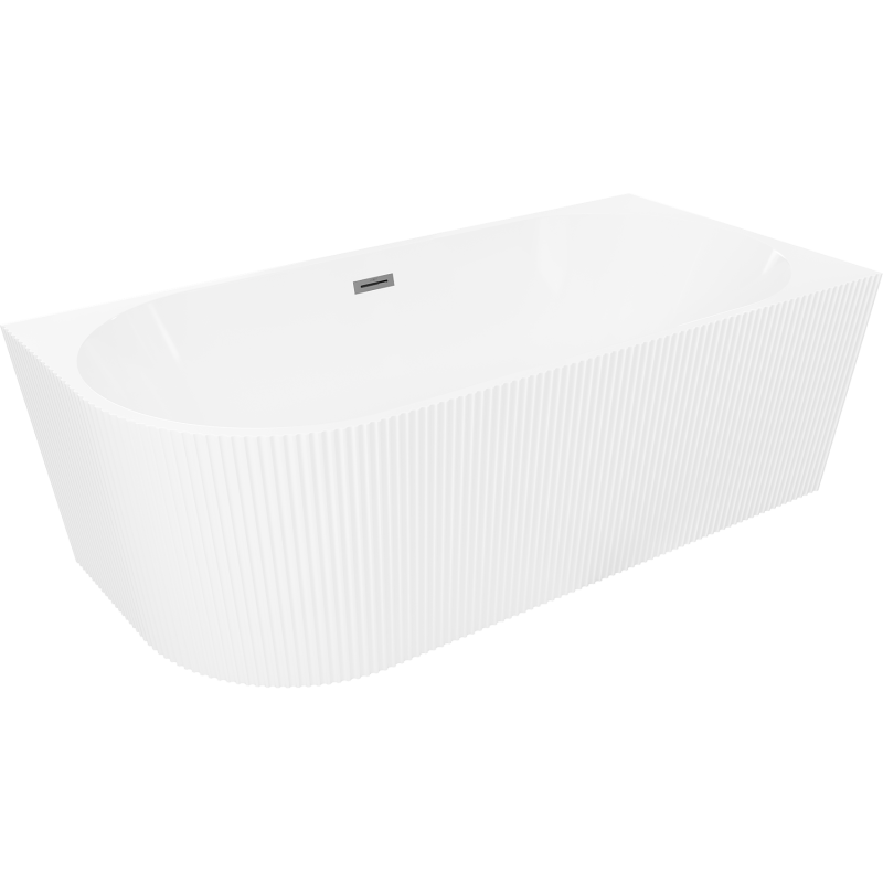 Mexen Silo free-standing corner right fluted bath 170 x 80 cm, white, overflow gun metal - 52891708000P-95