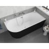Mexen Silo freestanding corner bathtub right fluted 170 x 80 cm, white/black, chrome overflow - 52891708075P-01